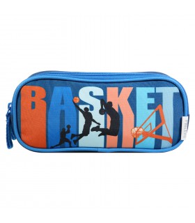 Trousse scolaire 2 compartiments Phileas Bleu Basket