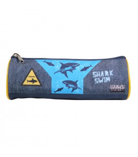 Trousse scolaire ronde Vorax Bleue Requins