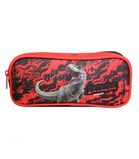 BAGTROTTER Trousse scolaire 2 compartiments Jurassic World Noire