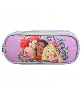 Trousse scolaire 2 compartiments Princesses Violet Fleurs