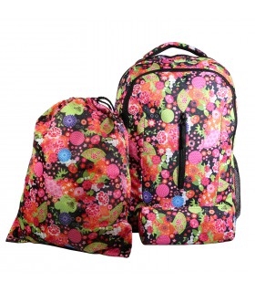 Set de sac à dos, sac gym et trousse Bagtrotter Multicolore Fleurs japonaises