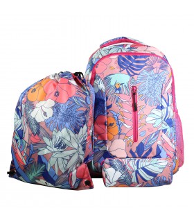 Set de sac à dos, sac gym et trousse Bagtrotter Multicolore Exotique