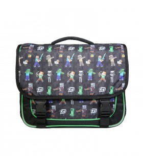 Cartable 38 cm Minecraft Jeu Vidéo Noir Bagtrotter