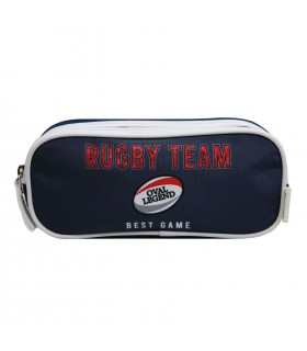 Trousse rectangulaire Phileas Rugby Bleue 2 compartiments