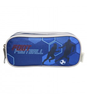 Trousse scolaire Phileas Football Bleue 2 compartiments