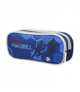 Trousse scolaire Phileas Football Bleue 2 compartiments