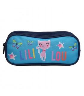 Trousse rectangulaire Lili Lou Bleue 2 compartiments