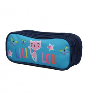 Trousse rectangulaire Lili Lou Bleue 2 compartiments